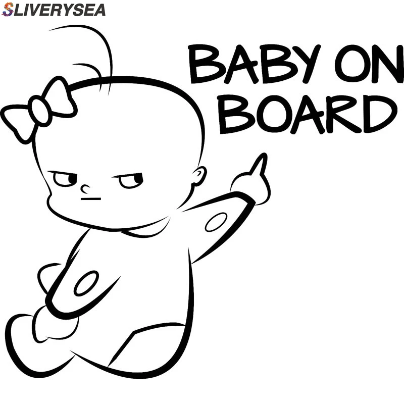 

SLIVERYSEA 16*14.1CM BABY ON BOARD Funny Vinyl Car Sticker Warning Sign Decal Car Styling #B1089