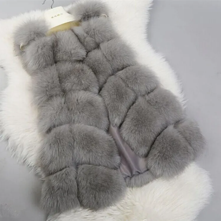 Red Gilets Qualité grey Femmes Haute Vagary White wine De rose red Grey Colete Fourrures Fourrure Renard Gilet D'hiver purple blue Mode Manteau black Long original Faux Chaud Feminino Luxe dark E7PqgPfx