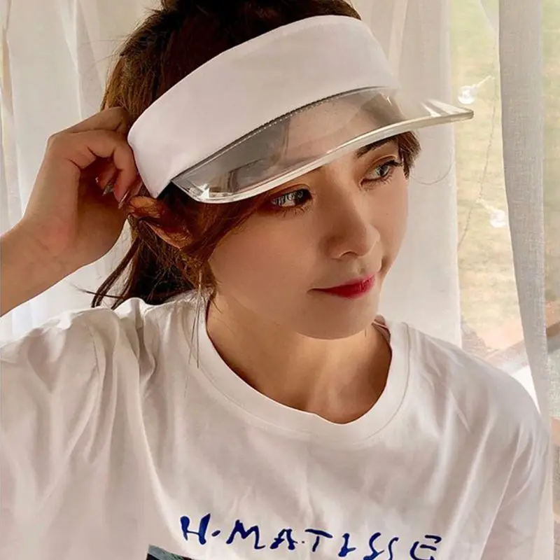 

Korean Unisex Couples Empty Top Baseball Cap Transparent PVC Panel Bright Candy Solid Color Wide Brim Adjustable Beach Sun Hat