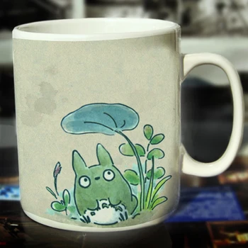 

New Totoro Ceramic Coffee Mug White Color Or Color Changed Cup Lotus Leaf---Loveful