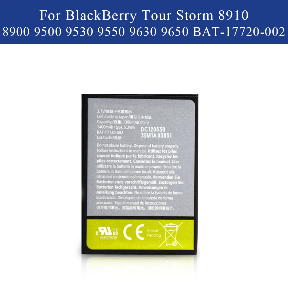 

D-X1 DX1 Battery for BlackBerry Tour Storm 8910 8900 8930 9500 9520 9530 9550 9630 9650 BAT-17720-002 1380/1400mAh