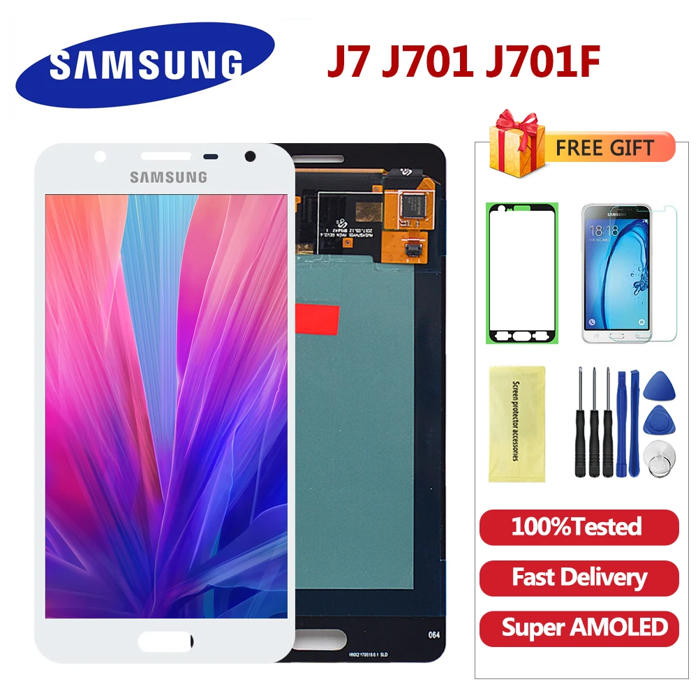 

Super AMOLED LCDs Full Digitizer For Samsung Galaxy J7 neo J701 J701F J701M J701MT LCD Display Touch Screen Assembly Replacement