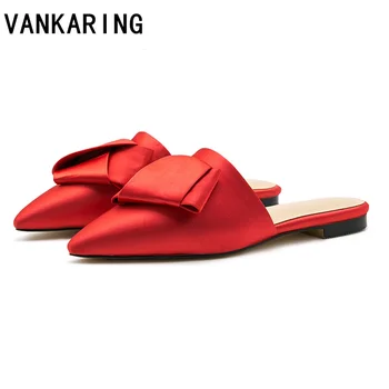 

fashion satin bow pumps black low heels women pumps leather dress casual shoes pointed toe slingbacks summer slippers footwear