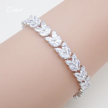 

DOKOL Luxury Wedding Bracelets Marquise Cut AAA Cubic Zirconia Bridal Bracelet Silver Color Bangle for Women Party DKB0036