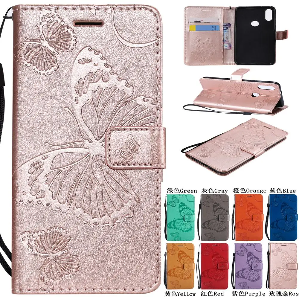 

For Xiaomi Redmi Note 7 Pro Redmi7 Flip Leather Case for Xiaomi Mi Play 3D Embossed Butterfly Phone Cover For Mi 8 Lite Cases