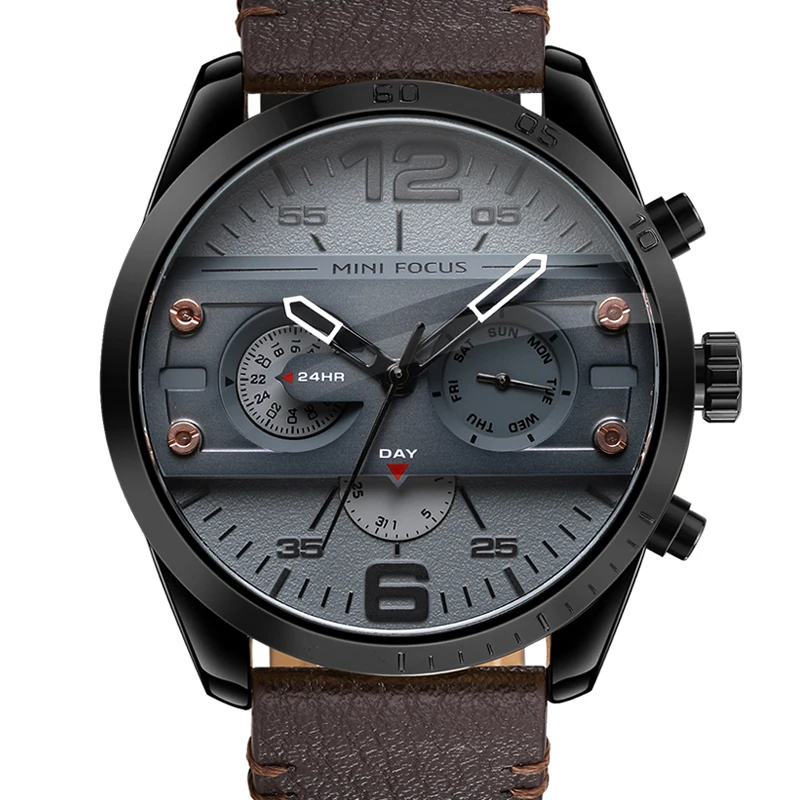 

2019 Chronograph Men's Casual Sport Quartz Watch Mens Watches Top Brand Luxury Leather Strap Military Watch men Wrist Male Clock