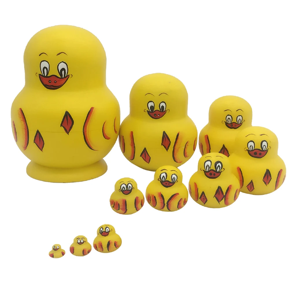 Yellow Ducks Russian Nesting Doll Babushka Matryoshka Stacking Dolls Set 10 Pieces Xmas Gift Christmas Decorations