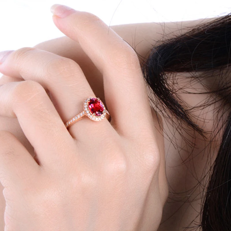 Caimao 14 к розовое золото 1.26ct розовый турмалин натуральный алмаз обручальное кольцо ювелирные украшения