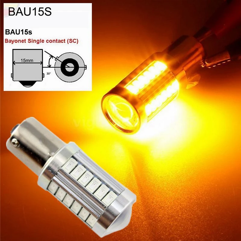 4pcs/set  Amber BA15S P21W 1156 33LED Car Tail Turn Reverse Signal Light Bulb