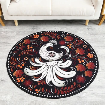 

Chinese National Style Flower Leaf Pattern Round Carpet Non-Slip Waterpoof Living Room Bedroom Rug Home Decorator Floor Rug