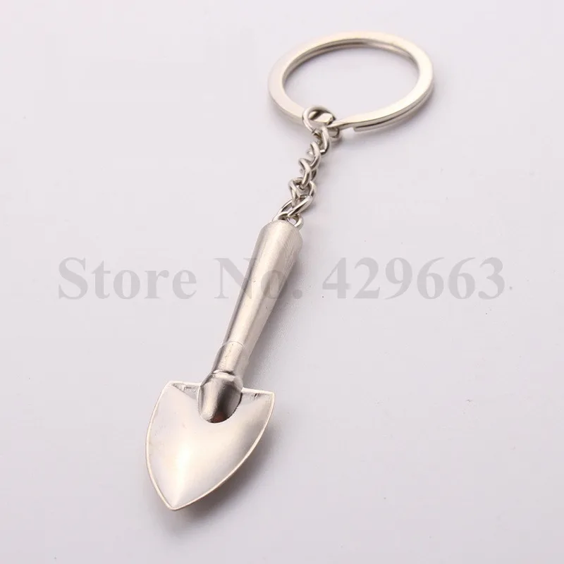 Novelty Mini Shovel Keychains Metal Spade Keyrings for Promotion Key Chains Keyfob 3D Shovel