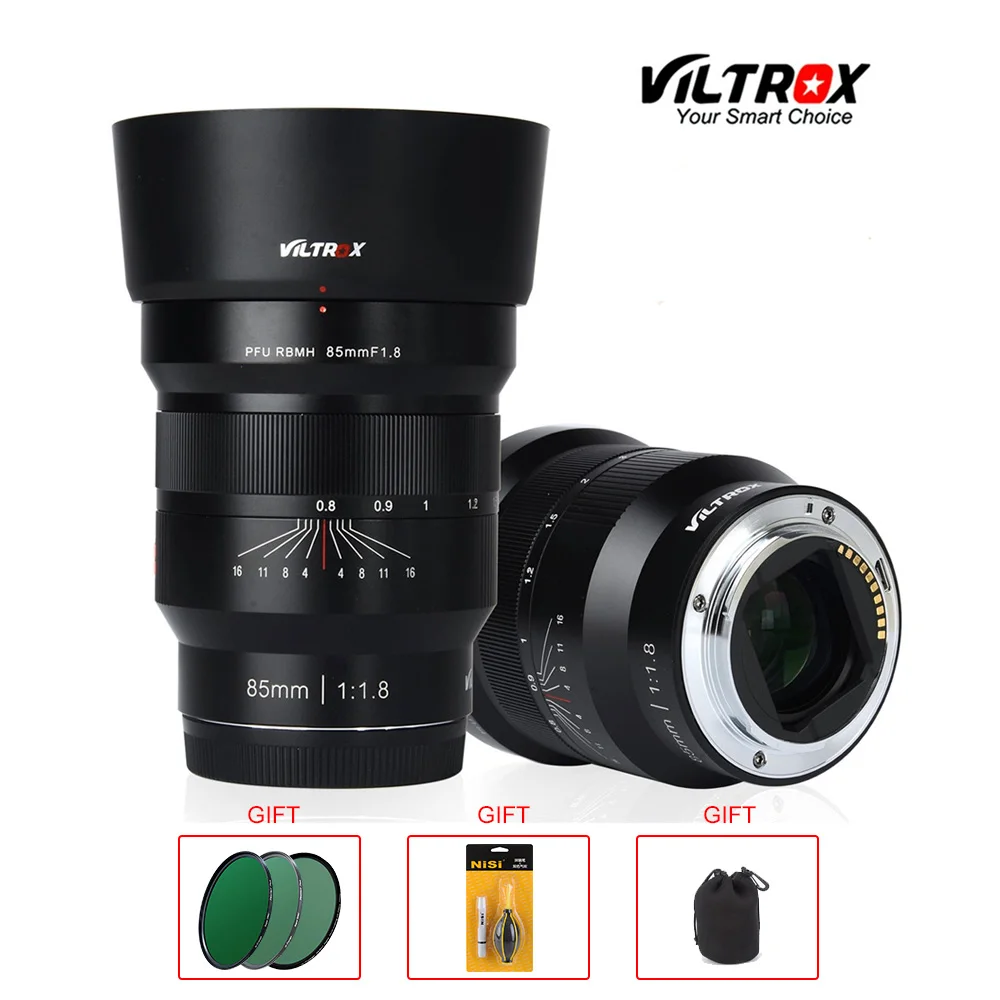 VILTROX 85 мм f/1,8 Полнокадровый ручной объектив с фиксированным фокусом F1.8 для камеры sony E-mount A9 A7M3 A7R3 A6500