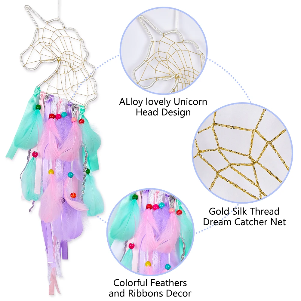 Детские украшения для спальни настенный Декор для дома Единорог Ловец снов перо Хранитель снов ручной работы подарок на свадьбу