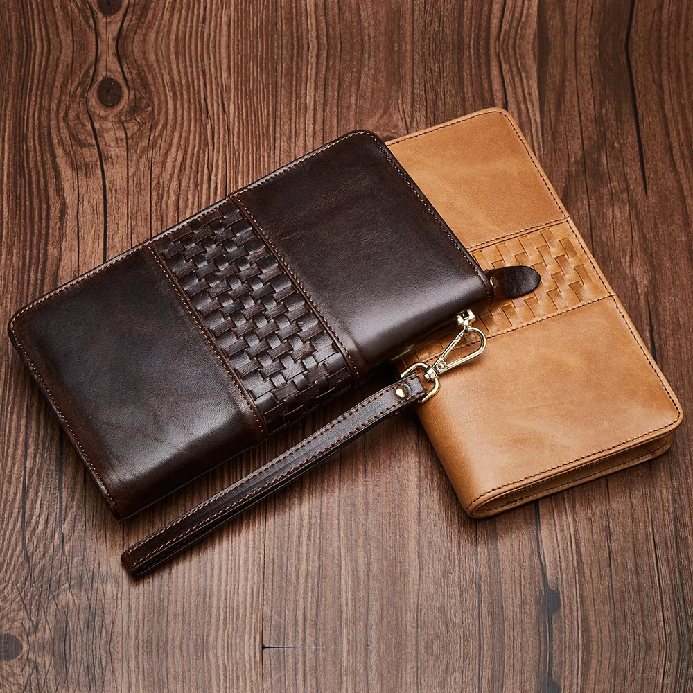 Genuine Leather Ladies Wallet Weave Casual Fashion Long Clutch Bag