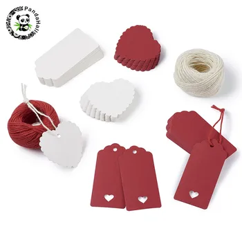 

pandahall 1Set 60x60mm Red & White 2 Colors Kraft Paper and Hemp Cord DIY Bookmark Making for Jewelry Display and Price Tags