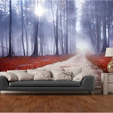 Пользовательские натуральные текстильные обои, мистический лес дорога, 3D фрески для гостиной спальни картины маслом на холсте обои