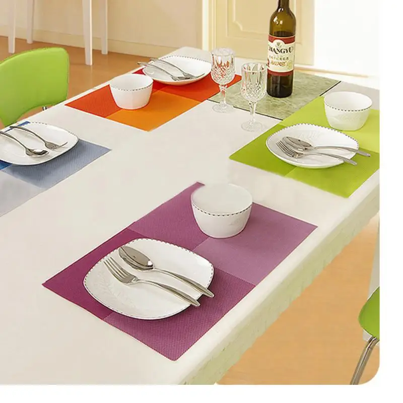 4pcs PVC Kitchen Dinning Bamboo Table Placemats for Table Mat Manteles Individuales Doilies Cup Mats Coaster Pad