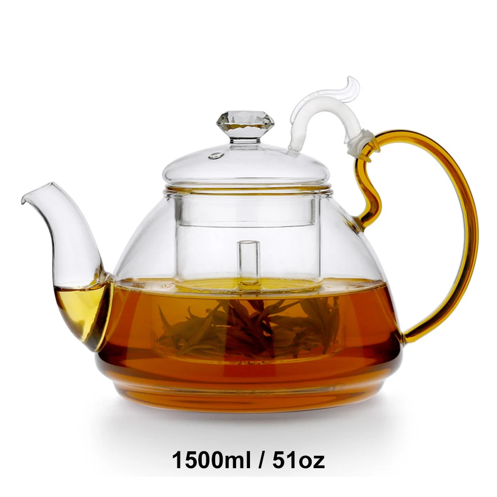 51 ounce / 1500ml Regimen Steamer Kettle Heatable Borosilicate Glass Tea Pots Health Red Herbal