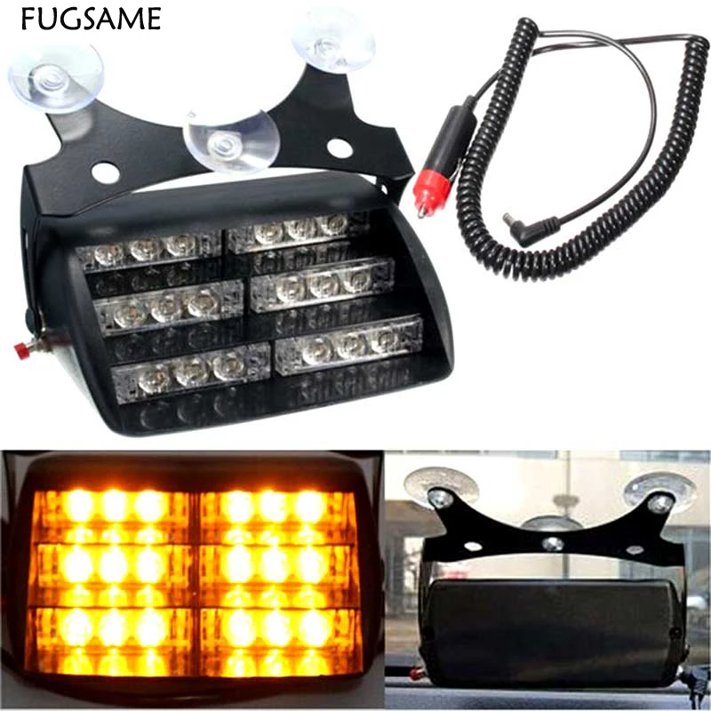 

FUGSAME 18 LED Flash Strobe Police Dash Screen Emergency Light Amber Yellow White Red Blue Green
