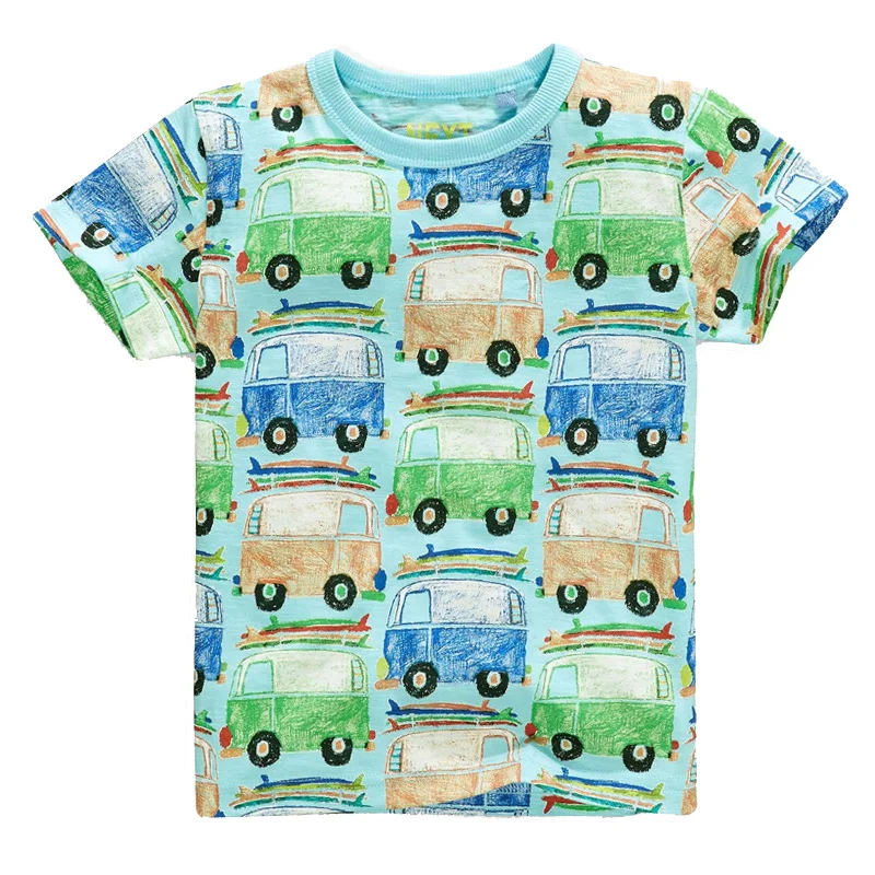Футболка для маленьких мальчиков новая летняя детская одежда из хлопка Повседневный Топ с милым мультяшным принтом автомобиля, детская нижняя рубашка - Цвет: green