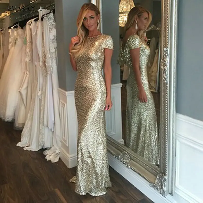 Robe De Soiree 2016 Mermaid Gold Sequins Nigeria Aso Ebi Styles
