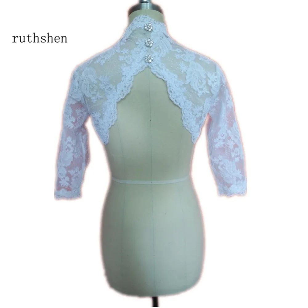 

ruthshen Custom Made White/Ivory 3/4 sleeve lace bolero wedding jacket with keyhole back wedding jacket DS0859
