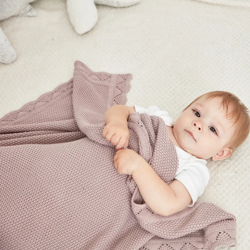 

Newborn Baby Bedding Blankets 100% Cotton Knitted Infant Swaddling Blanket Wrapper Winter Warm Toddler Stroller Covers 100*80cm