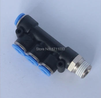 

Tube size 6mm-1/4 BSPT thread pneumatic male reducer triple branch connector