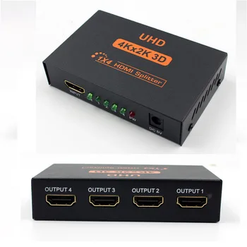 UHD 4K*2K 3D 1 in 4 out 1X4 4 Port HDMI Splitter Hub Repeater Amplifier Full HD 2160P Female HDMI Audio Cable Converter Adapter