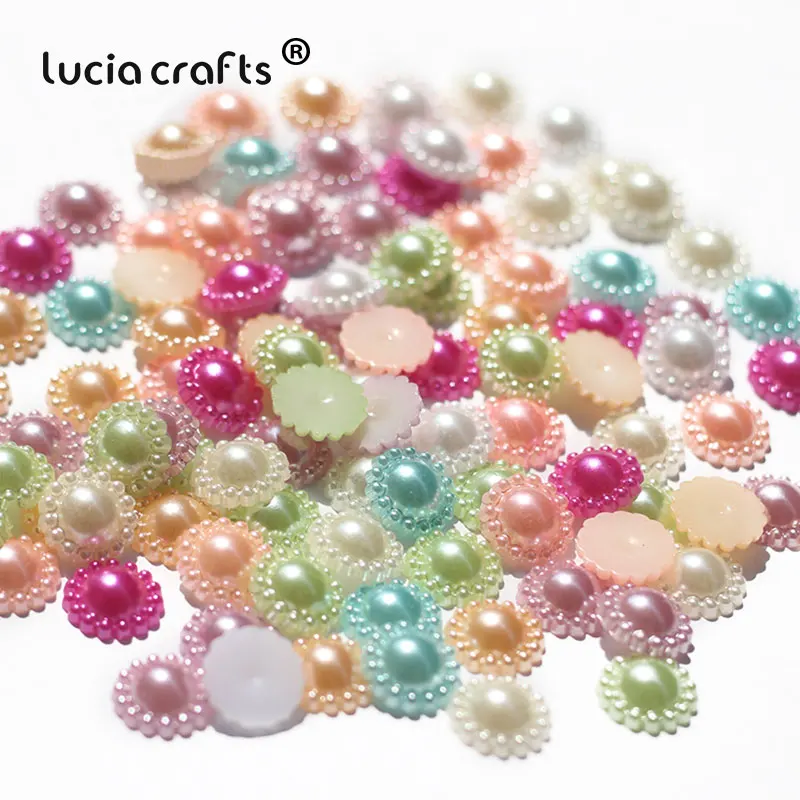 Lucia Crafts 50/100 шт цветок имитация жемчуга Flatback для скрапбукинга декор Сделай Сам