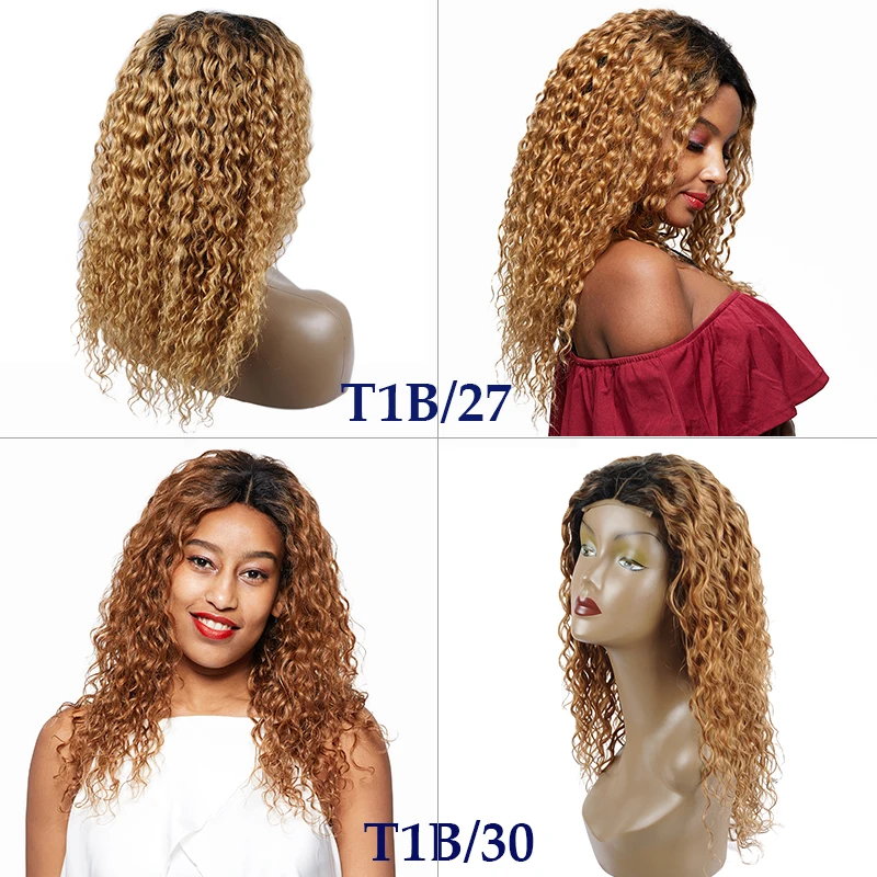 Remyblue T1B/27 Ombre Blonde 4*4 Lace Closure Human Hair Wigs Pre Plucked 180% Density Brazilian Water Wave Remy Human Hair Wigs