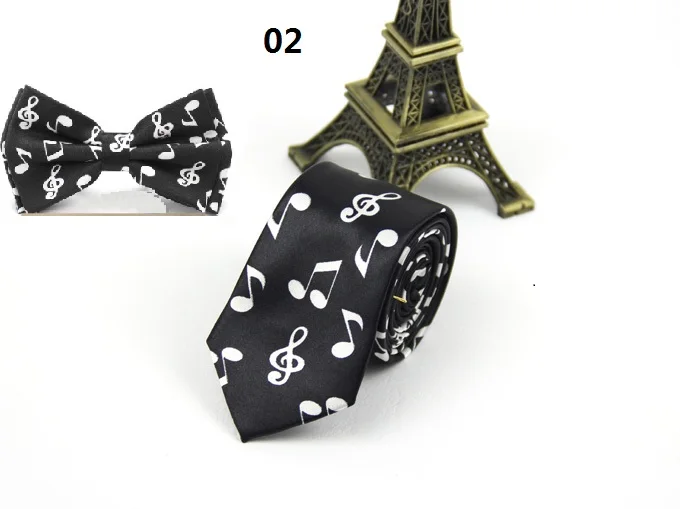 

Hot sell 2018 New Mens Fashionable Black White Musical Note Braces Tie Bow Tie sets 145x5cm