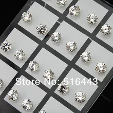 72 шт. Ювелирные Много 6 мм ясно Австрия Цирконий Нержавеющая сталь модные Серьги-гвоздики для женщин мужские a-634