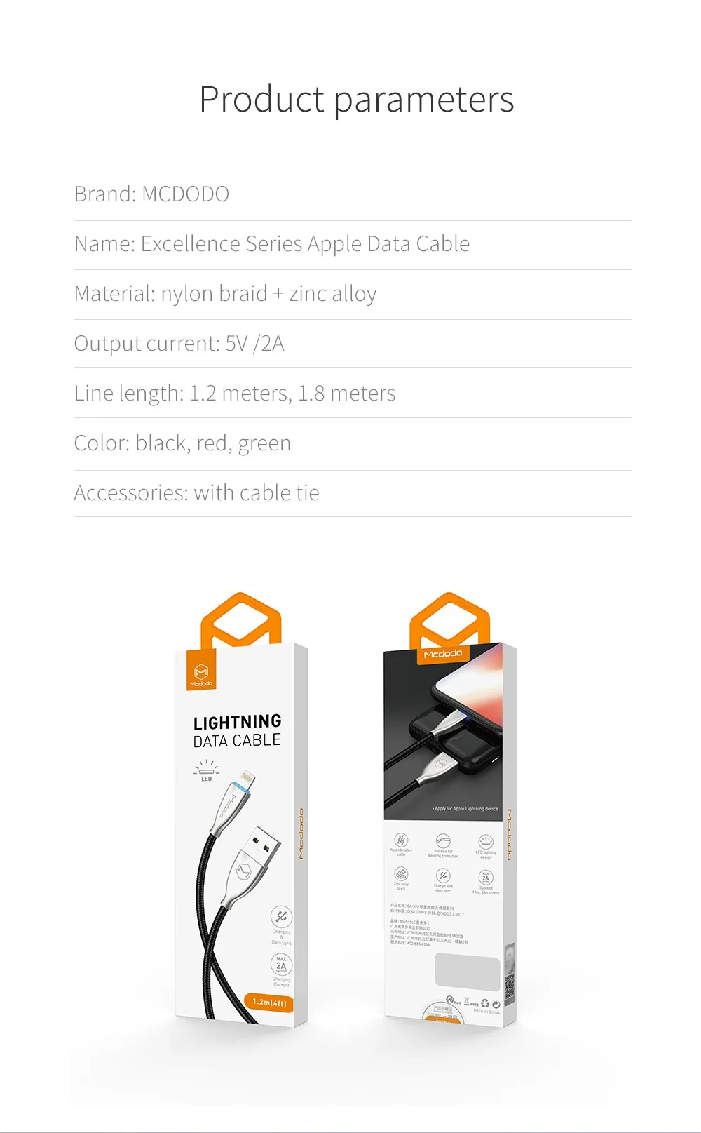 Usb-кабель Mcdodo для зарядки iPhone 11 Pro Max X XR XS Max 8 7 Plus iPad, usb-кабель для быстрой зарядки, светодиодный usb-кабель для передачи данных