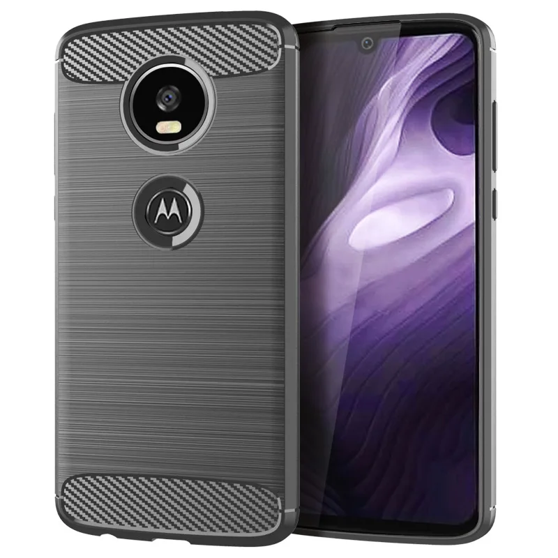 

for motorola moto z4 play case silicone carbon fiber cell phone anti knock back cover cases