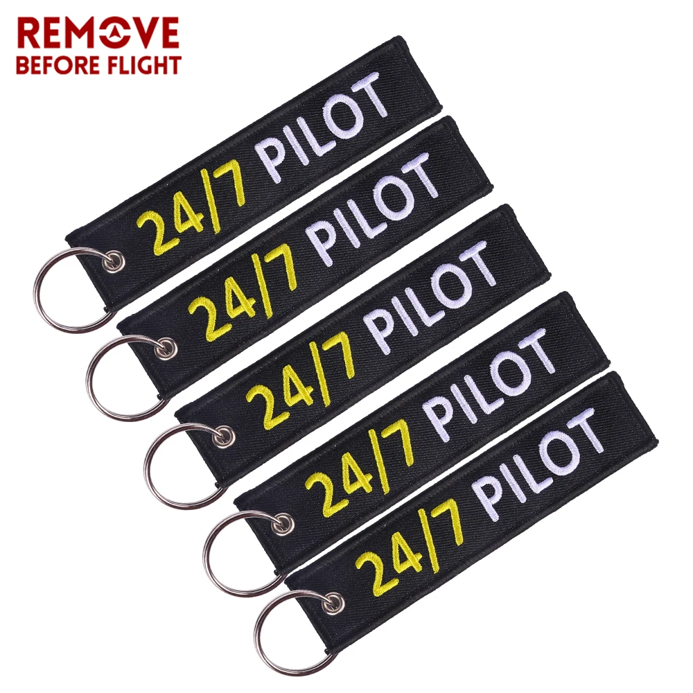 Fashion Key Chain Jewelry Outstanding Embroidery 247 Pilot Key Ring Chain for Aviation Lovers Gifts Luggage Tag Label Keychains (8)