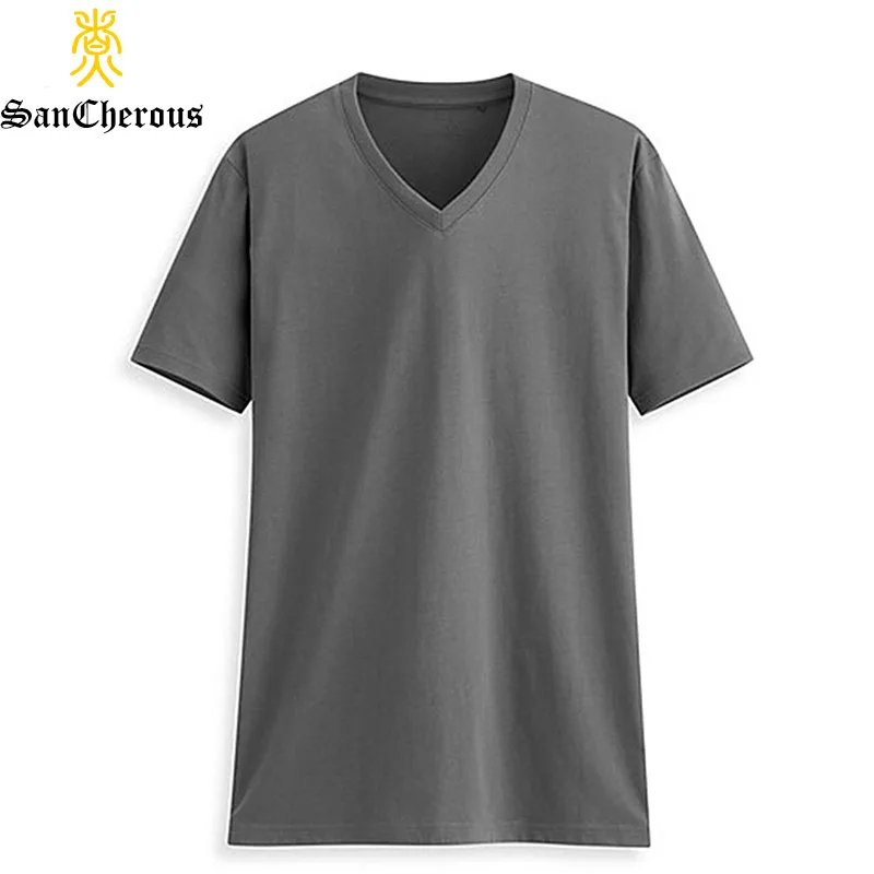 2019 High Quality 5 Colors 100 Cotton Casual V Neck Summer Men T Shirt