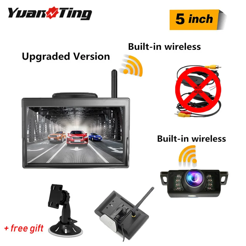 

YuanTing 5 Inch Upgraded Built In Wireless Car Rear View LCD Monitor Mirror Backup IR Night Vision Reversing Camera Waterproof