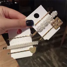 1 компл. Корея Мода Imitiation заколки для волос с жемчугом для женщин Металл Золотая Звезда улыбка уход за кожей лица шпильки аксессуары волос Прямая поставка