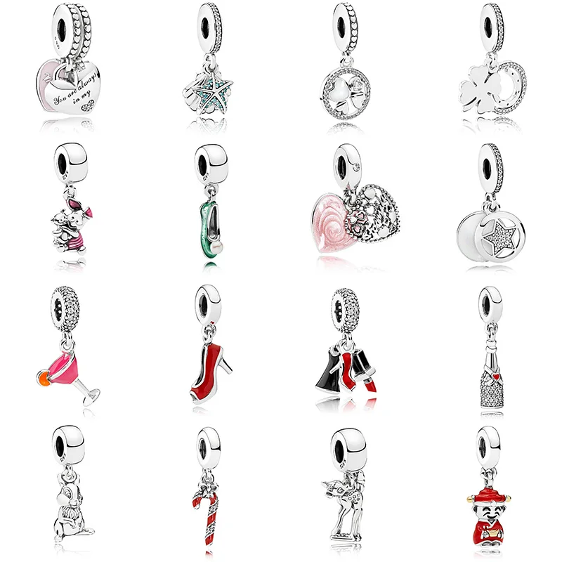 

16 Style Silver Beads Charms Starfish Rabbit Dance Shoes Crystal Pendant Beads for Women DIY Pandora Charms Bracelets & Bangles