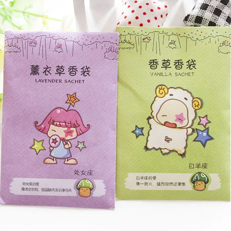 10 Pc 6x9cm Home Fragrance Sachet Bag Natural Grain Scented Wardrobe Deodorant Air Freshener Colorful Printed Package 12 Flavors