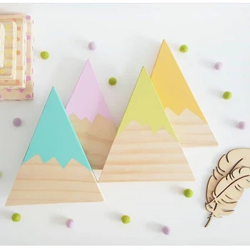 

2pcs INS Nordic Woodland Wood Mountain Decorative Wooden Blocks Children's Room Decoration Ornaments Kids Toys Photography Prop