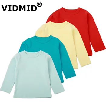 

VIDMID Children's baby cotton T-shirt Long Sleeve basic color Boys T-shirt Tops tees Kids Clothes boys girls clothing 4052 05