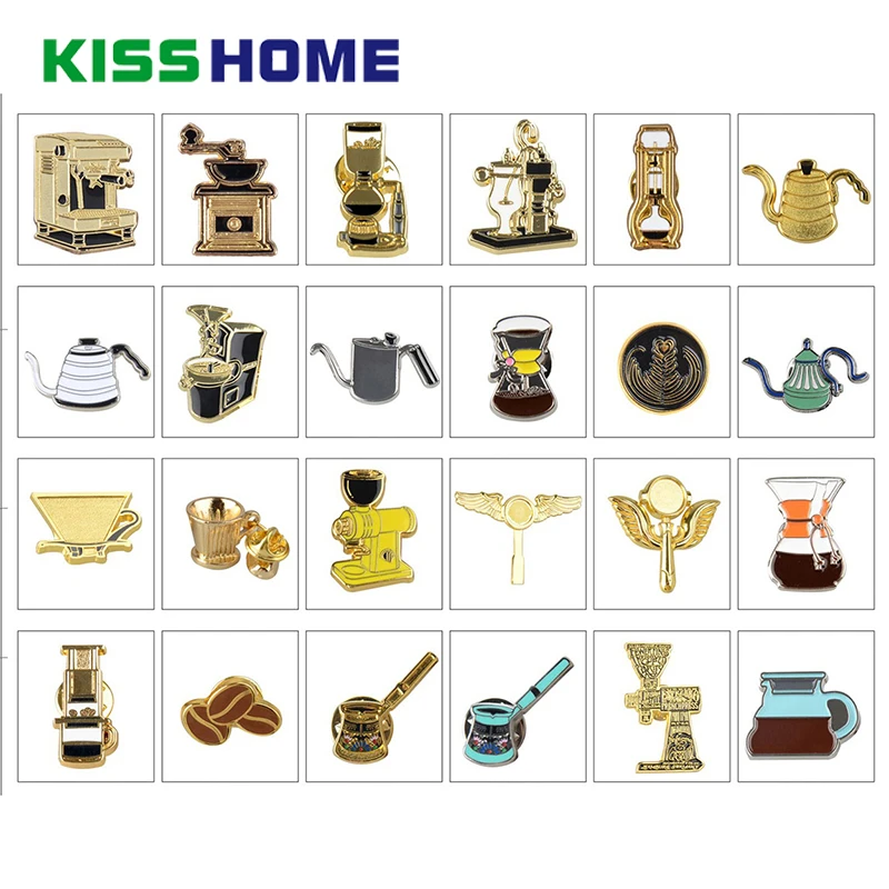 

24pcs/set Barista Badge Coffee Mini Brooch Metal Retro Brooches Beautiful Cafe Competition Souvenir Coffee Gift Birthday Present
