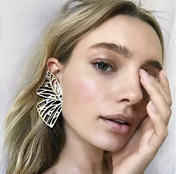 

Fashion Modern Butterfly Wings Earrings Fairy Sexy Exaggerated Hollow Stud Earrings Personality Allory Jewelry for Women