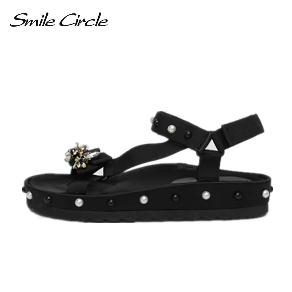 

Smile Circle 2017 Summer Style Sandals For Women Shoes Fashion Pearl Platform Sandals Open Toes Ankle Strap Shoes slipper
