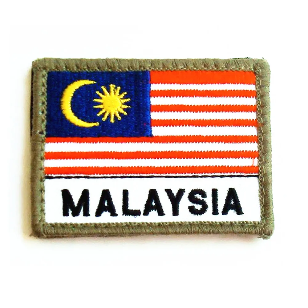 Wholesale iron on backing MALAYSIA flag embroidery patchesin Patches