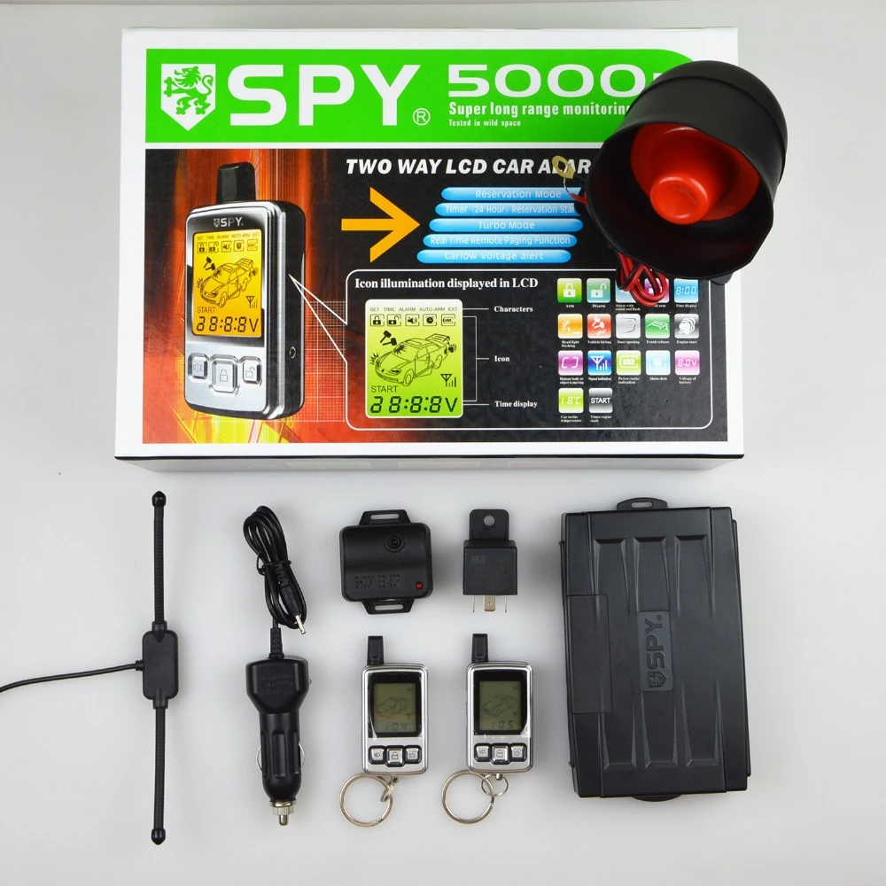 CE FCC Certified SPY Two Way LCD Vision Car Alarm System Super Long