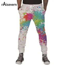 Raisvern модные брюки для девочек 3d принт Забавный Цвет Живопись джоггеры шаровары с карманами полной длины мотобрюки для мужчин женщи