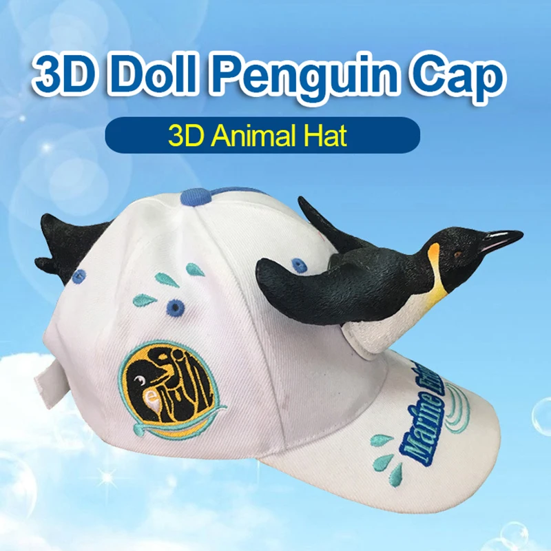 

Cap Baseball Caps 3D Cute Penguin Hat 2019 New Fashion Cartoon Men And Women Christmas Gift White White Blue Color Visor